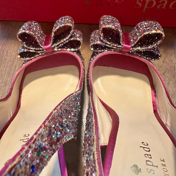 NWB KATE SPADE Hot Pink Multi Glitter Bow Heels US 6 - Picture 6 of 11